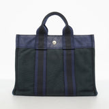 【6hc1822-k】エルメス トートバッグ フールトゥPM キャンバス ブラック シルバー金具【中古】レディース