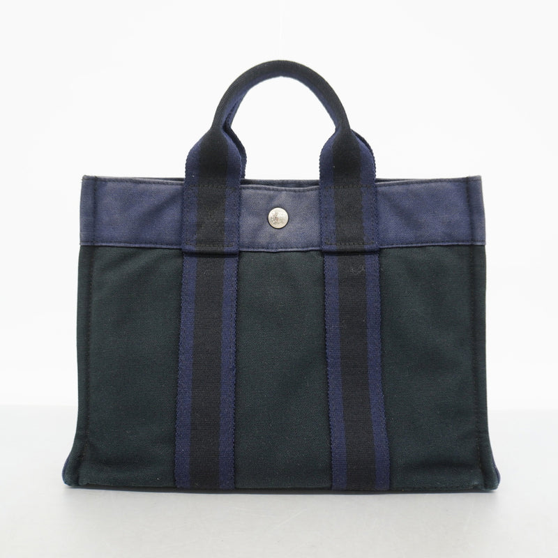 【6hc1822-k】エルメス トートバッグ フールトゥPM キャンバス ブラック シルバー金具【中古】レディース
