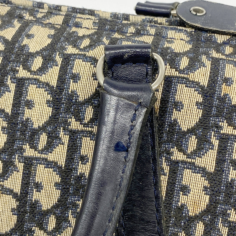 【6hc1831】クリスチャンディオール ハンドバッグ トロッター キャンバス ネイビー シルバー金具【中古】レディース