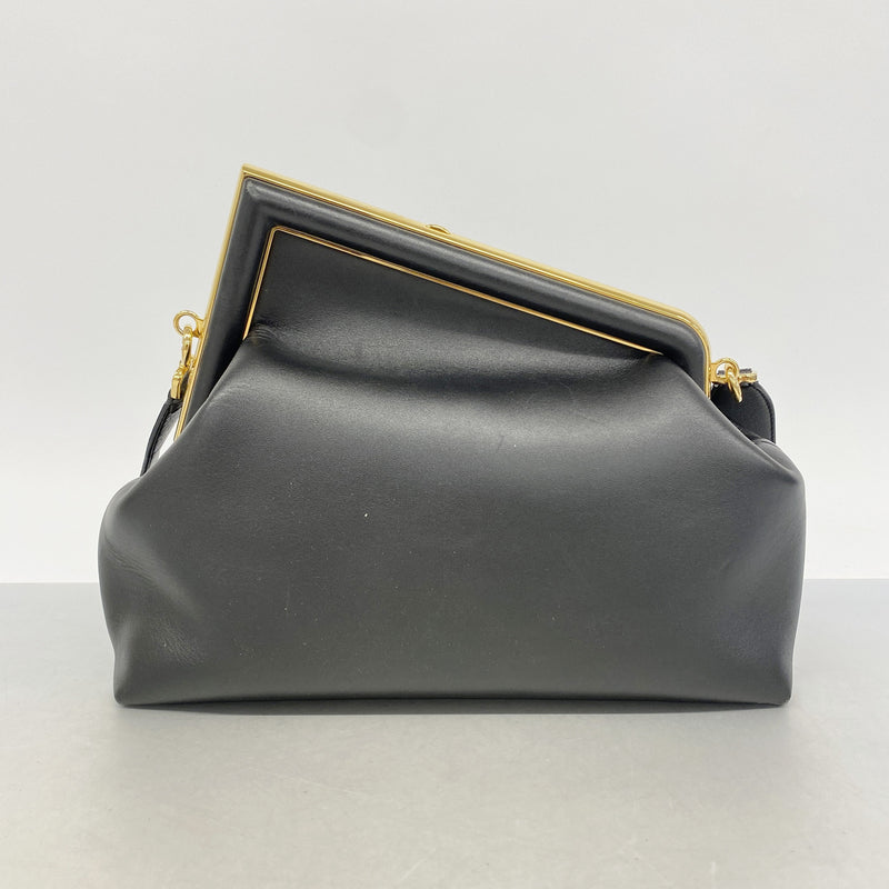 【6hc1832】フェンディ ショルダーバッグ ファースト レザー ブラック ゴールド金具【中古】レディース