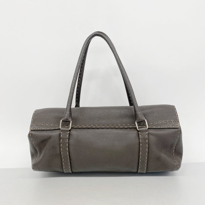 【6hc1853】フェンディ ハンドバッグ セレリア レザー ブラウン シルバー金具【中古】レディース