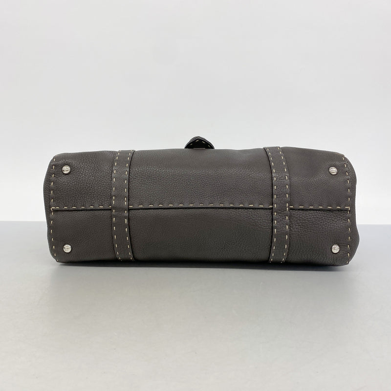 【6hc1853】フェンディ ハンドバッグ セレリア レザー ブラウン シルバー金具【中古】レディース