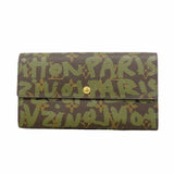 【6hc1860】ルイヴィトン 長財布 モノグラムグラフィティ ポルトモネ クレディ M92188 ブラウン カーキ【中古】レディース