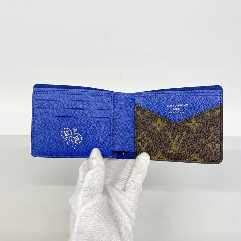 【6hc1861】ルイヴィトン 札入れ モノグラム ポルトフォイユミュルティプル M29292 ブラウン ブルー【中古】メンズ