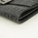 【6hc1862】フェンディ 長財布 ズッキーノ ナイロンキャンバス ブラック シルバー金具【中古】レディース