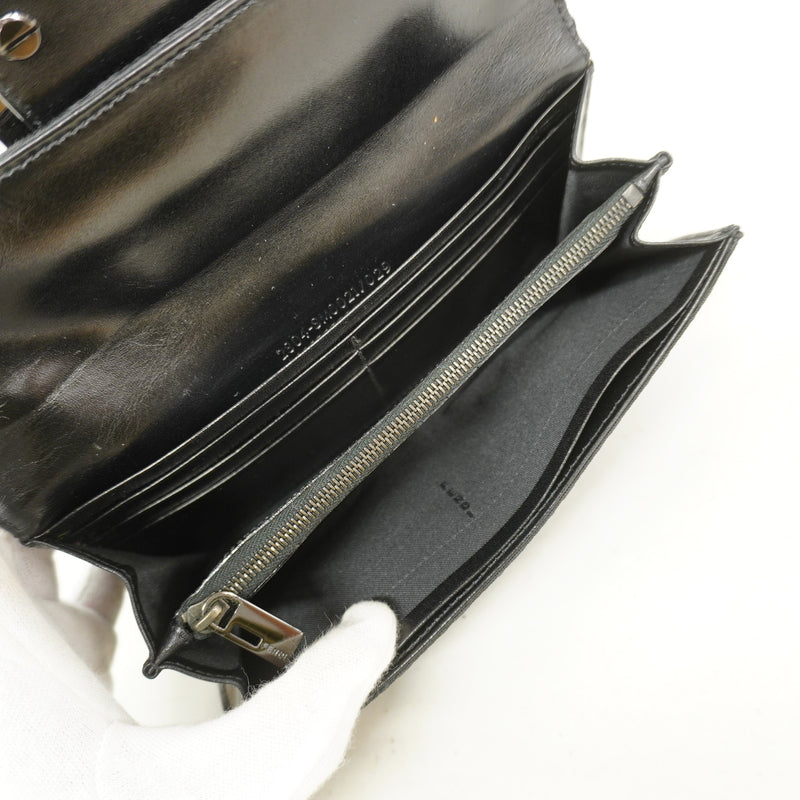 【6hc1862】フェンディ 長財布 ズッキーノ ナイロンキャンバス ブラック シルバー金具【中古】レディース