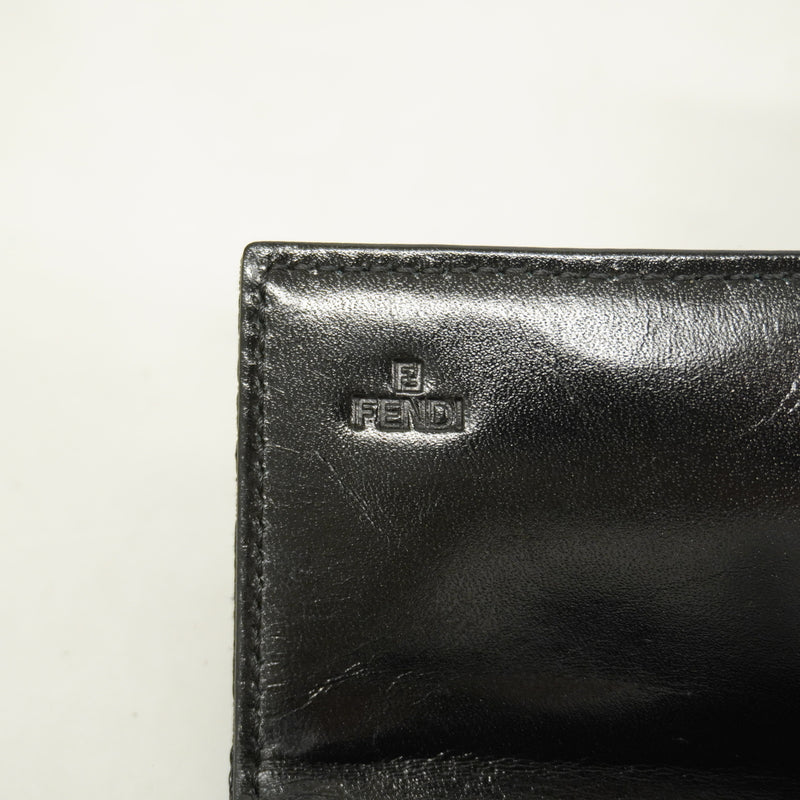 【6hc1862】フェンディ 長財布 ズッキーノ ナイロンキャンバス ブラック シルバー金具【中古】レディース