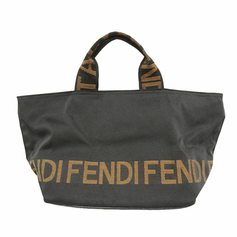 【6hc1863】フェンディ ハンドバッグ ナイロンキャンバス ブラック シルバー金具【中古】レディース