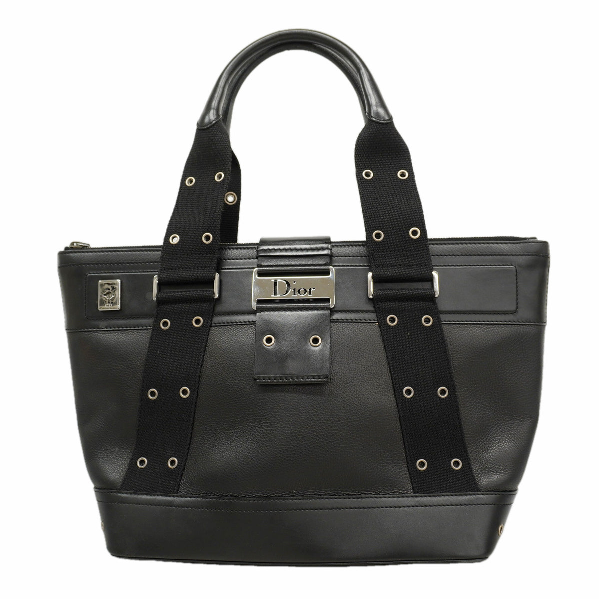 【6hc1880】クリスチャンディオール トートバッグ ストリートシック レザー ブラック シルバー金具【中古】レディース