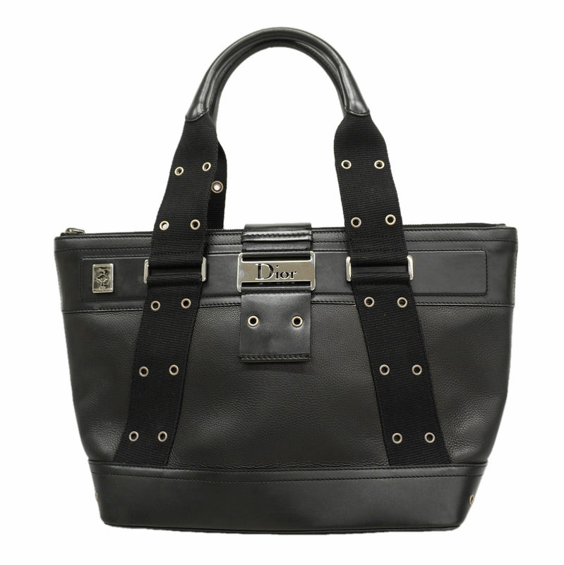 【6hc1880】クリスチャンディオール トートバッグ ストリートシック レザー ブラック シルバー金具【中古】レディース