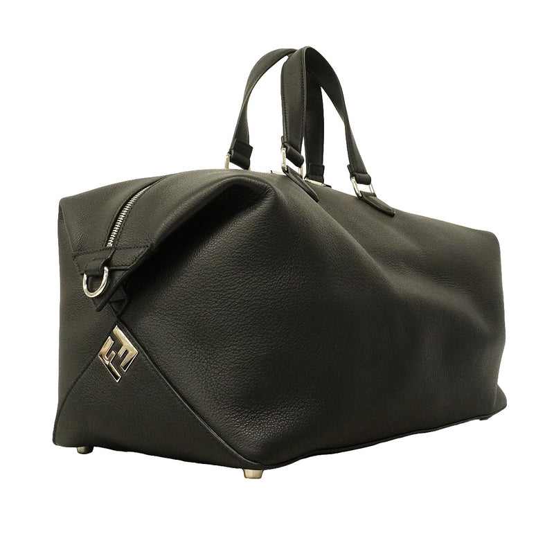 【6hc1898】フェンディ ボストンバッグ ルイ45ダッフル レザー ブラック シルバー金具【中古】メンズ