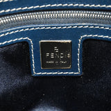 【6hc1902】フェンディ ハンドバッグ ズッキーノ マンマバケット ナイロンキャンバス グレー ネイビー シルバー金具【中古】レディース