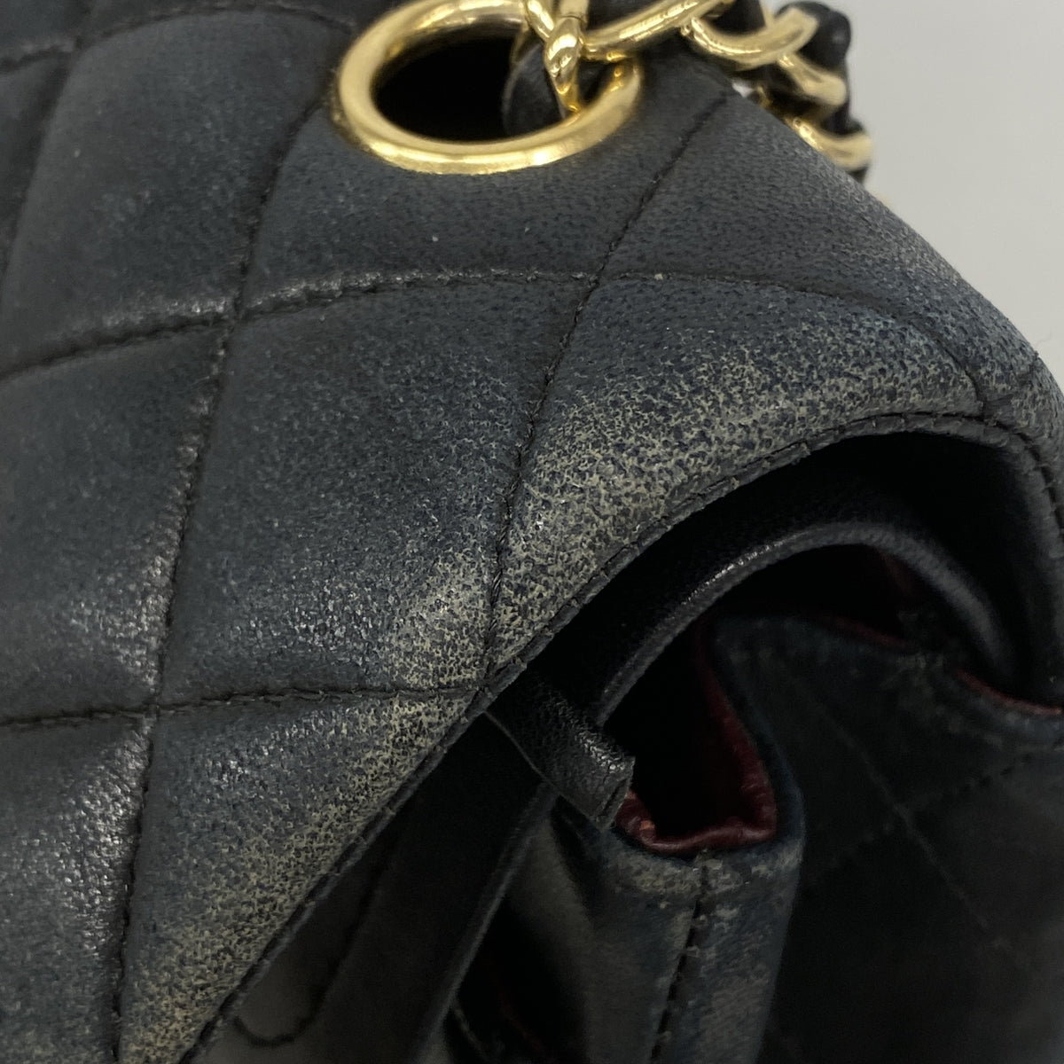 【6hc1909-k】シャネル ショルダーバッグ マトラッセ Wフラップ Wチェーン ラムスキン ブラック ゴールド金具【中古】レディース