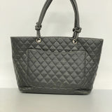 【6hc1910-k】シャネル トートバッグ カンボン ラムスキン ブラック シルバー金具【中古】レディース