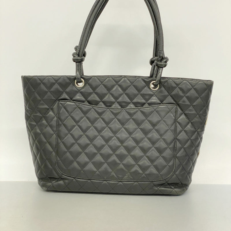 【6hc1910-k】シャネル トートバッグ カンボン ラムスキン ブラック シルバー金具【中古】レディース