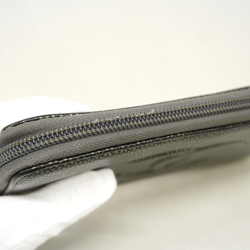 【6hc1922-k】シャネル 長財布 キャビアスキン ブラック グレー シルバー金具【中古】メンズ レディース ユニセックス