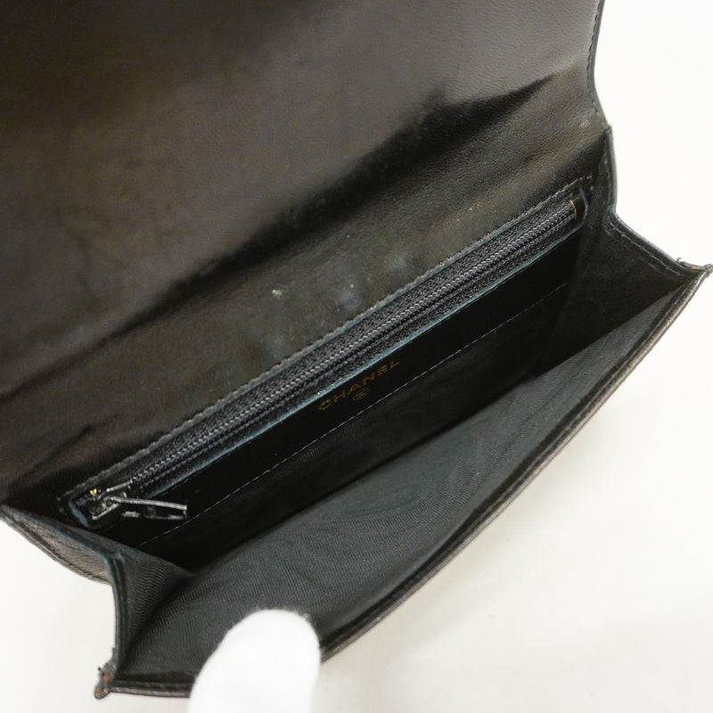 【6hc1923-k】シャネル コインケース ラムスキン ブラック ゴールド金具【中古】レディース