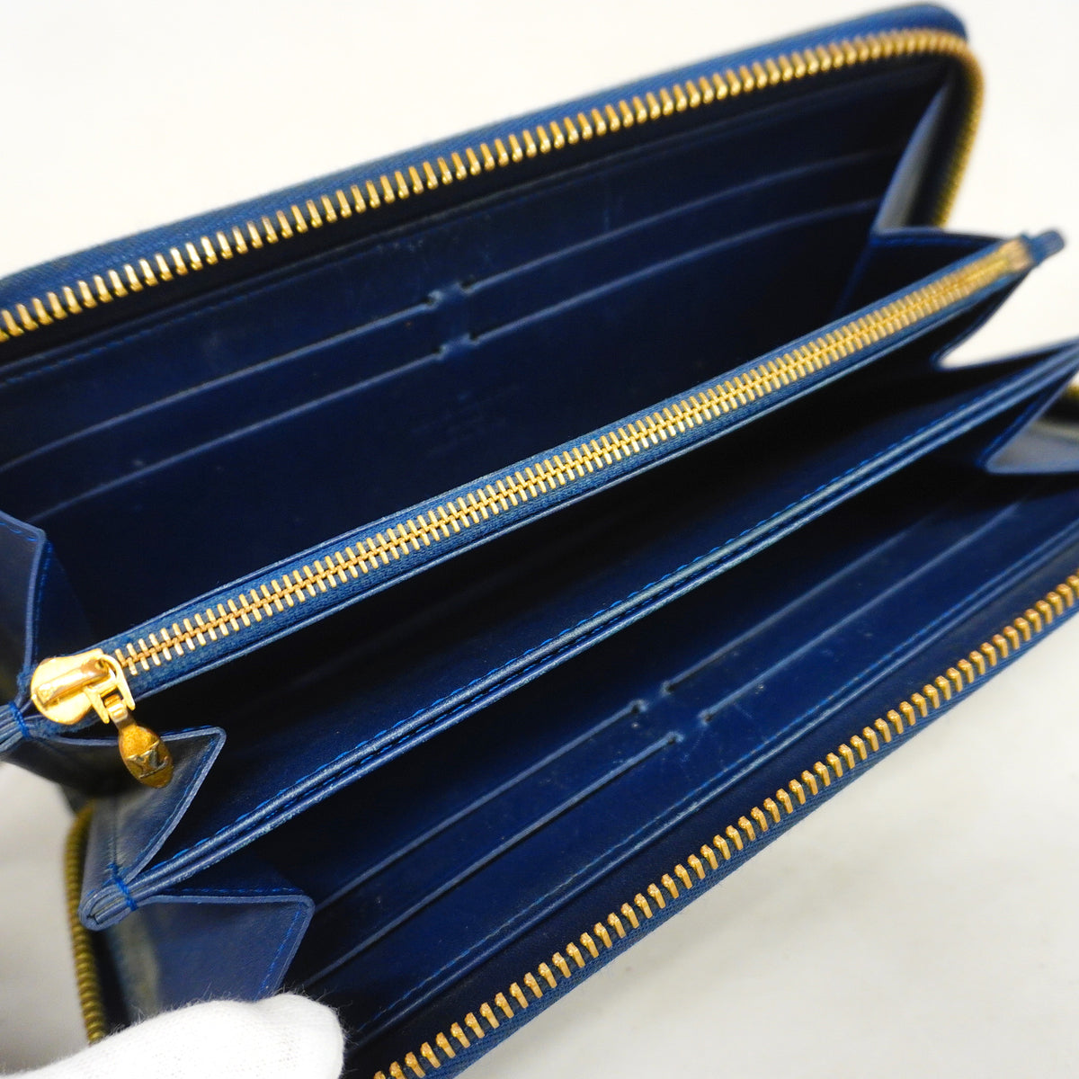 【6hc1925-k】ルイヴィトン 長財布 ヴェルニ ジッピーウォレット M90047 グランブルー【中古】メンズ レディース ユニセックス