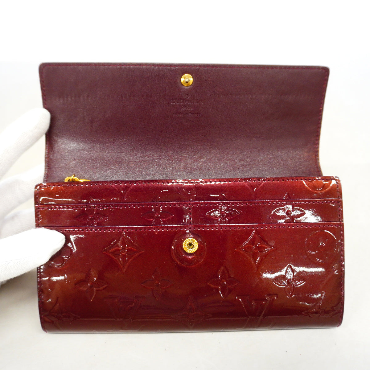 【6hc1926-k】ルイヴィトン 長財布 ヴェルニ ポルトフォイユサラ M91521 ルージュフォーヴィスト【中古】レディース