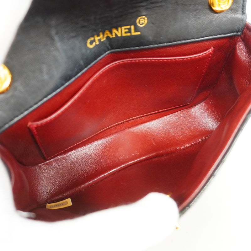 【6hc1930-k】シャネル ショルダーバッグ マトラッセ チェーンショルダー ラムスキン ブラック ゴールド金具【中古】レディース