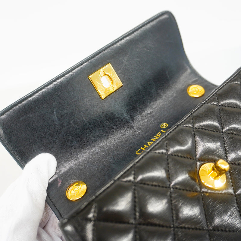 【6hc1930-k】シャネル ショルダーバッグ マトラッセ チェーンショルダー ラムスキン ブラック ゴールド金具【中古】レディース