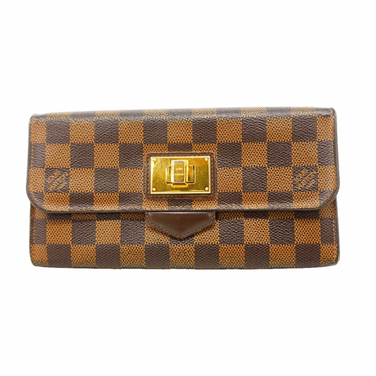 【6hc1937-k】ルイヴィトン 長財布 ダミエ ポルトフォイユローズベリー N63017 エベヌ【中古】レディース