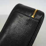 【6hc1945-k】シャネル バニティバッグ キャビアスキン ブラック ゴールド金具【中古】レディース