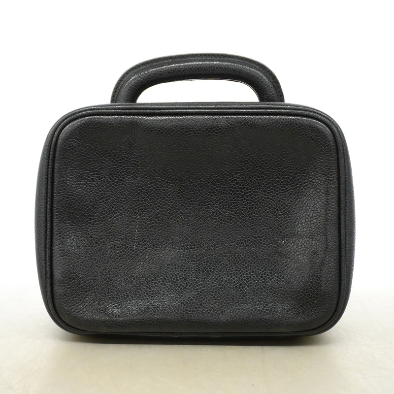 【6hc1945-k】シャネル バニティバッグ キャビアスキン ブラック ゴールド金具【中古】レディース