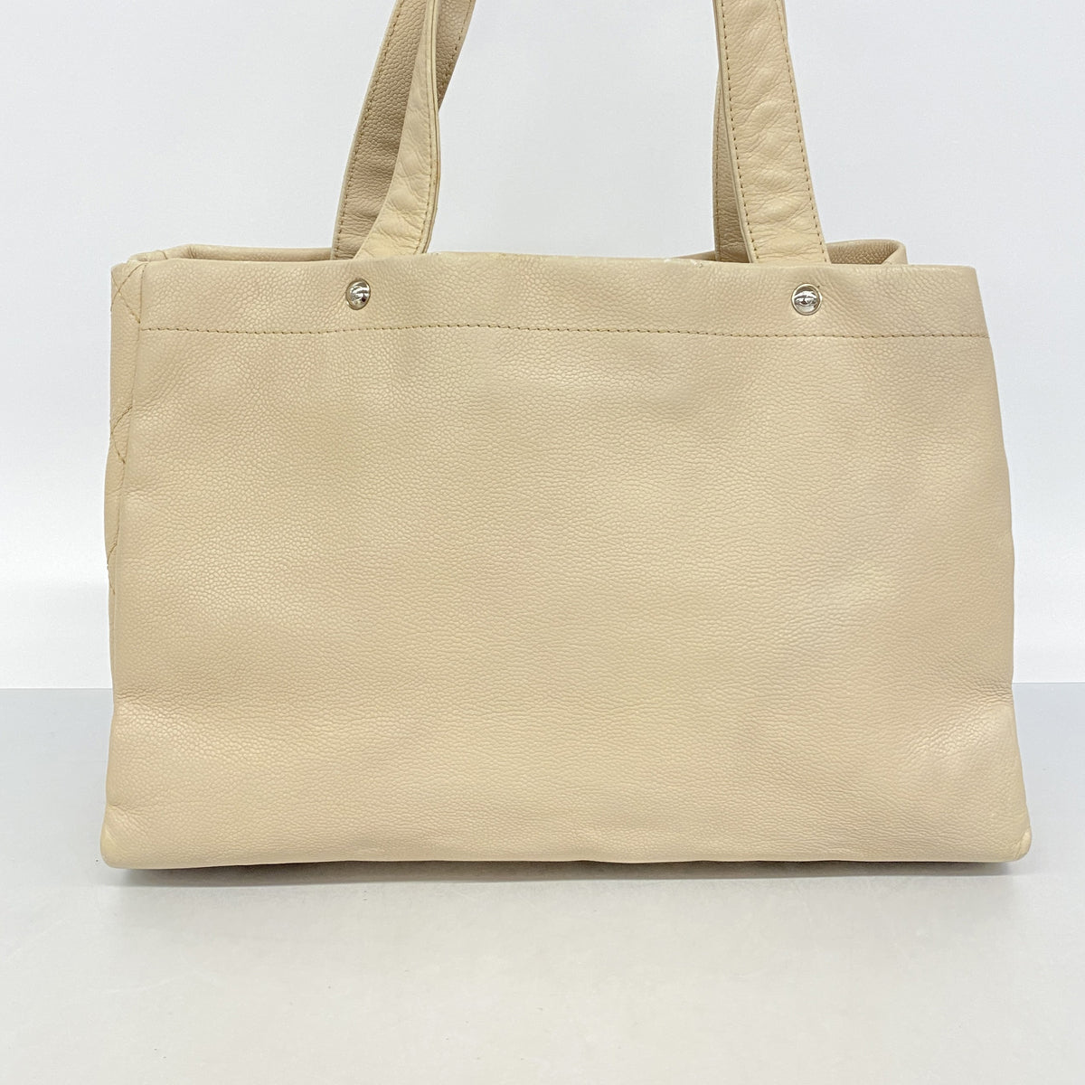 【6hc1956】シャネル トートバッグ キャビアスキン ベージュ シルバー金具【中古】レディース