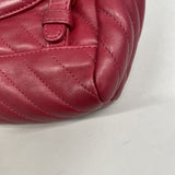 【6hc1957】シャネル リュック・デイパック シェブロン ラムスキン レッド ゴールド金具【中古】レディース