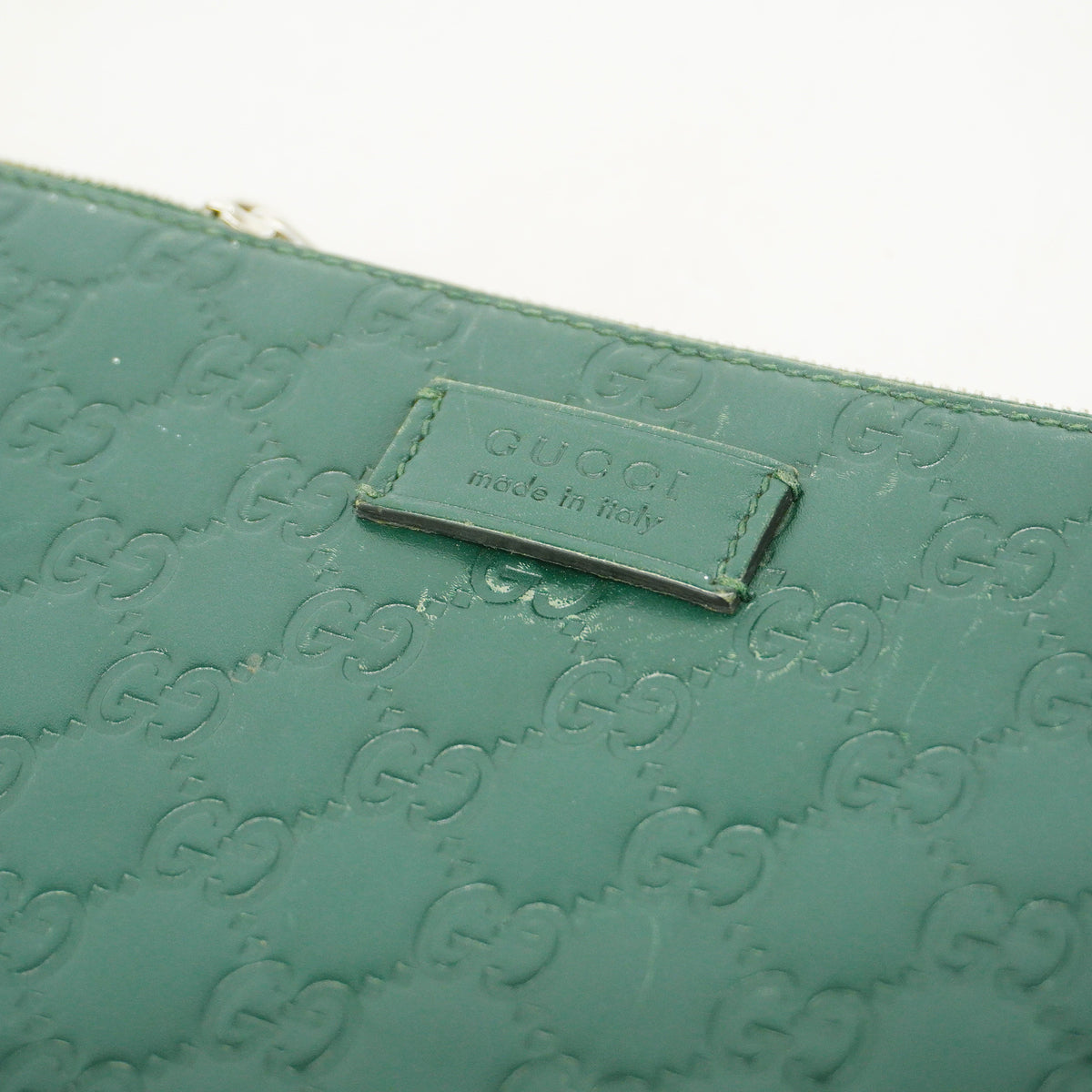 【6hc1962-k】グッチ ショルダーバッグ グッチシマ 429004 レザー グリーン シルバー金具【中古】メンズ