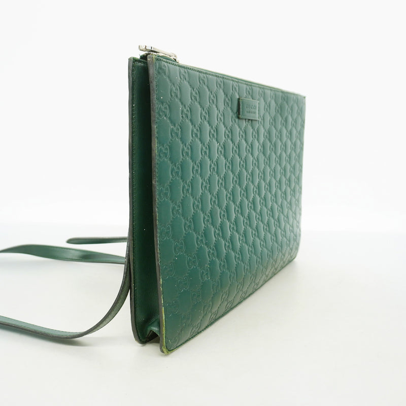 【6hc1962-k】グッチ ショルダーバッグ グッチシマ 429004 レザー グリーン シルバー金具【中古】メンズ