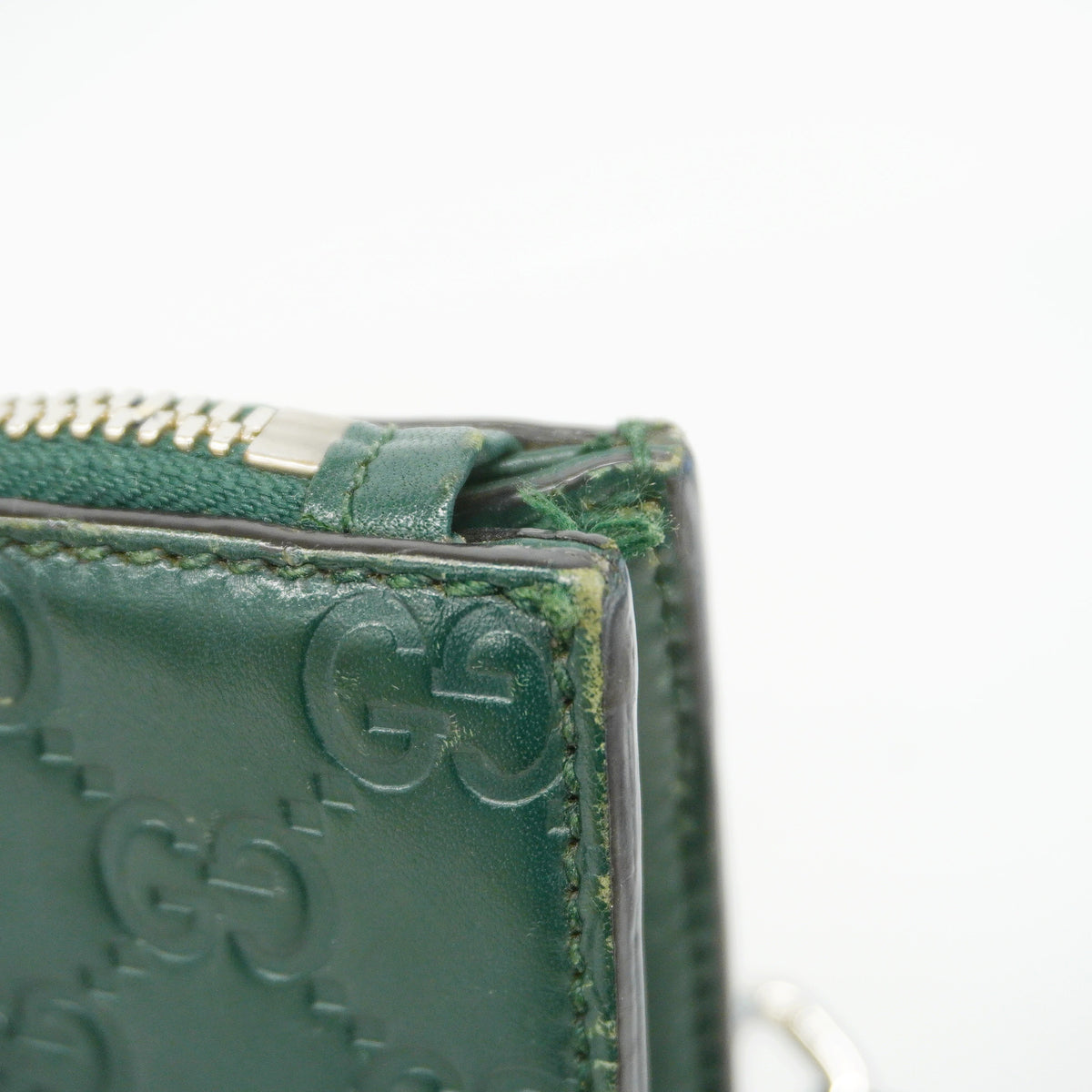 【6hc1962-k】グッチ ショルダーバッグ グッチシマ 429004 レザー グリーン シルバー金具【中古】メンズ