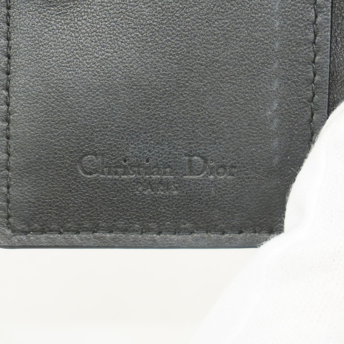 【6hc1971】クリスチャンディオール カードケース カナージュ レザー ブラック ゴールド金具【中古】レディース
