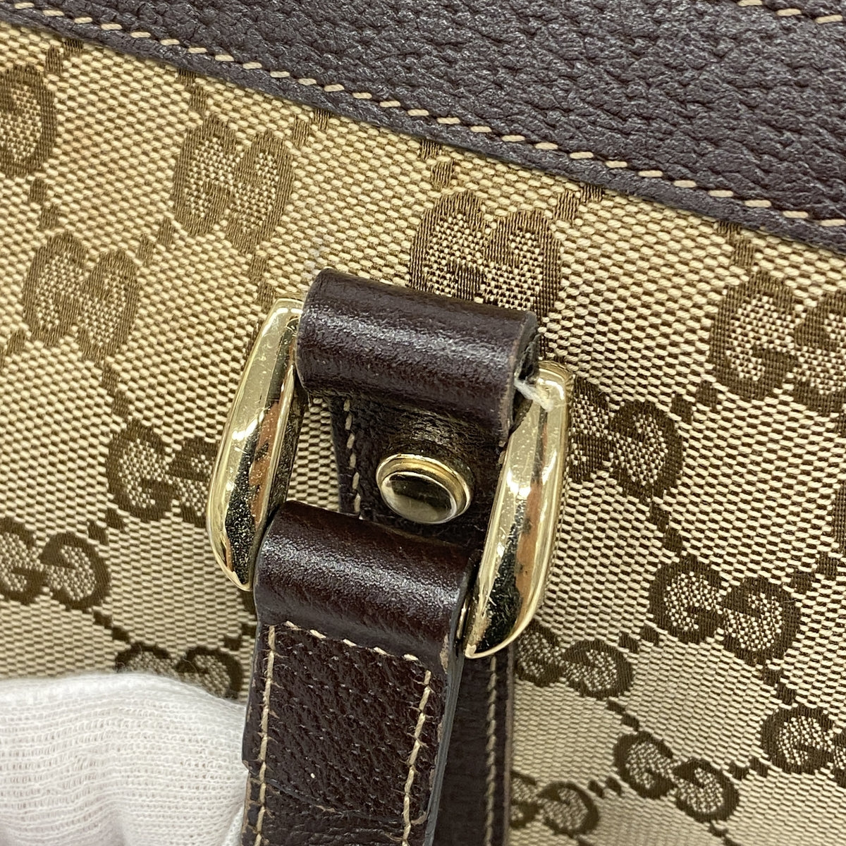 【6hc1982-k】グッチ トートバッグ GGキャンバス 141470 キャンバス ベージュ シャンパンゴールド金具【中古】レディース