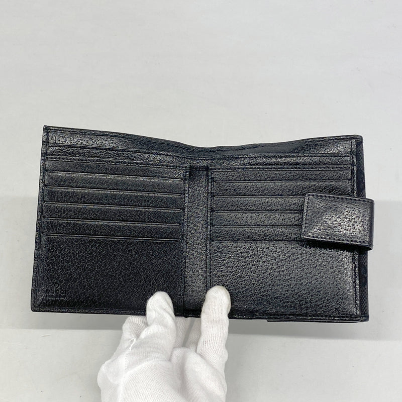【6hc1986-k】グッチ 財布 GGキャンバス 112664 キャンバス ブラック シルバー金具【中古】レディース