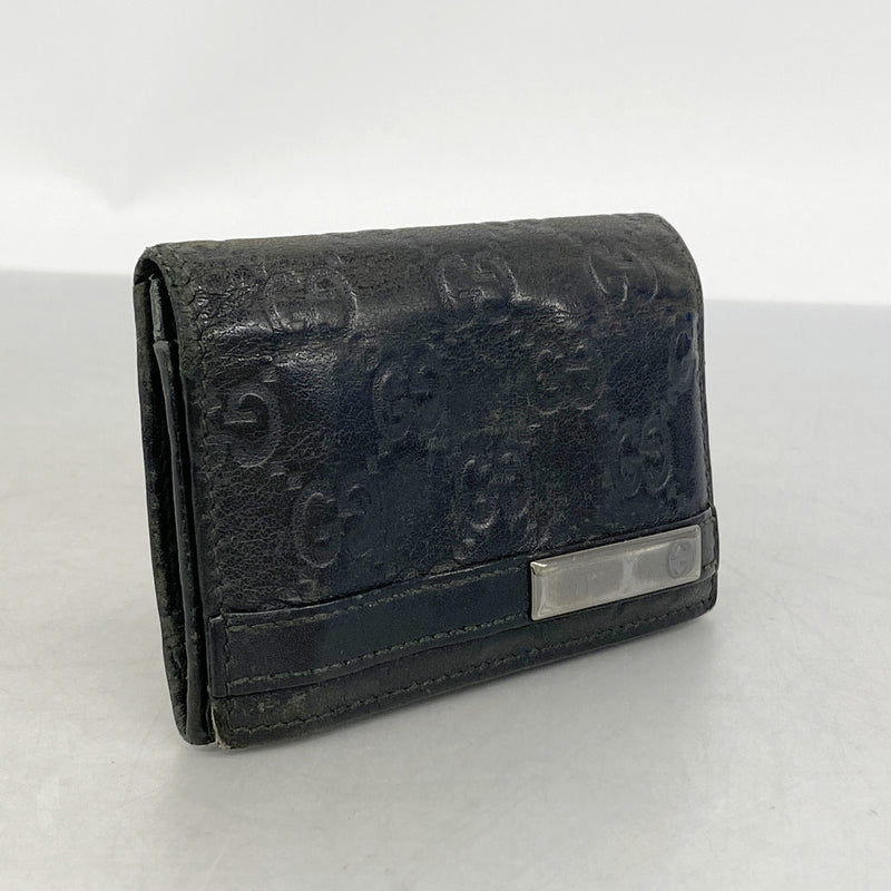 【6hc1987-k】グッチ カードケース グッチシマ 251727 レザー ブラック シルバー金具【中古】メンズ