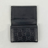 【6hc1987-k】グッチ カードケース グッチシマ 251727 レザー ブラック シルバー金具【中古】メンズ