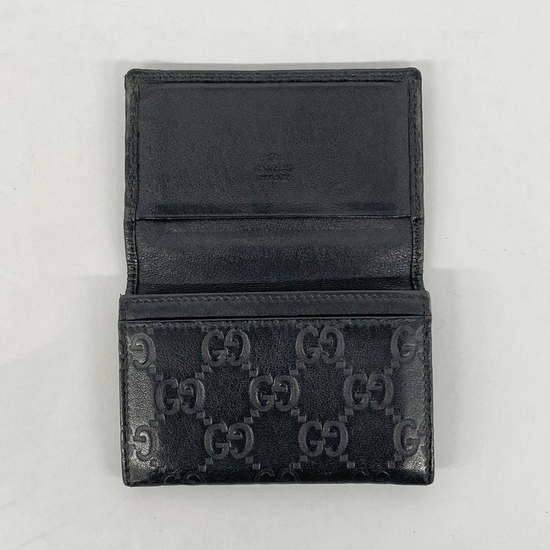 【6hc1987-k】グッチ カードケース グッチシマ 251727 レザー ブラック シルバー金具【中古】メンズ