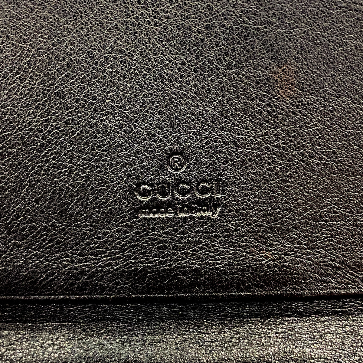【6hc1987-k】グッチ カードケース グッチシマ 251727 レザー ブラック シルバー金具【中古】メンズ
