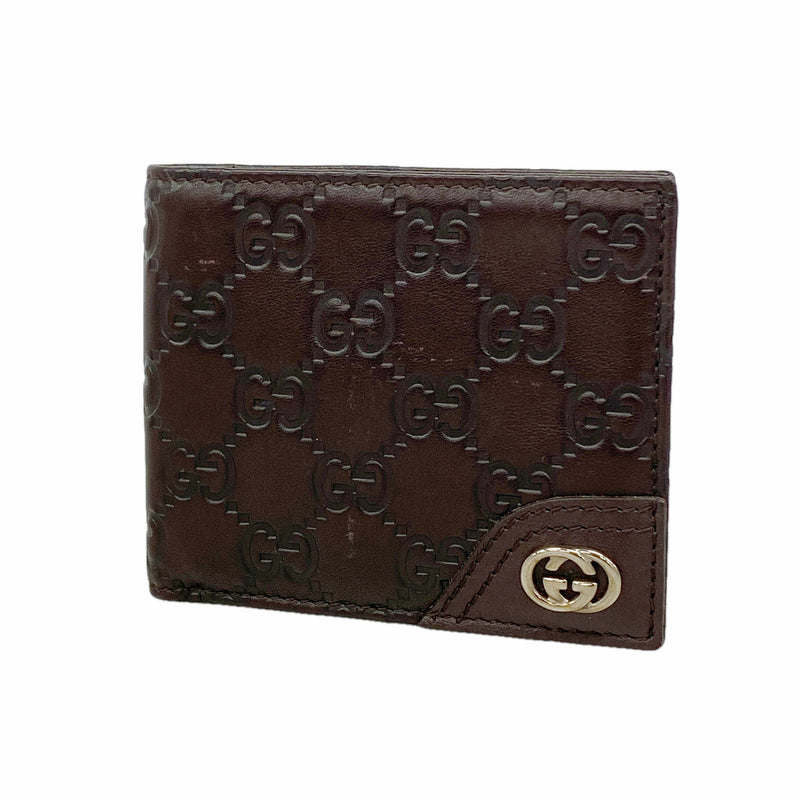 【6hc1988-k】グッチ 札入れ グッチシマ インターロッキングG 181674 レザー ブラウン シャンパンゴールド金具【中古】メンズ