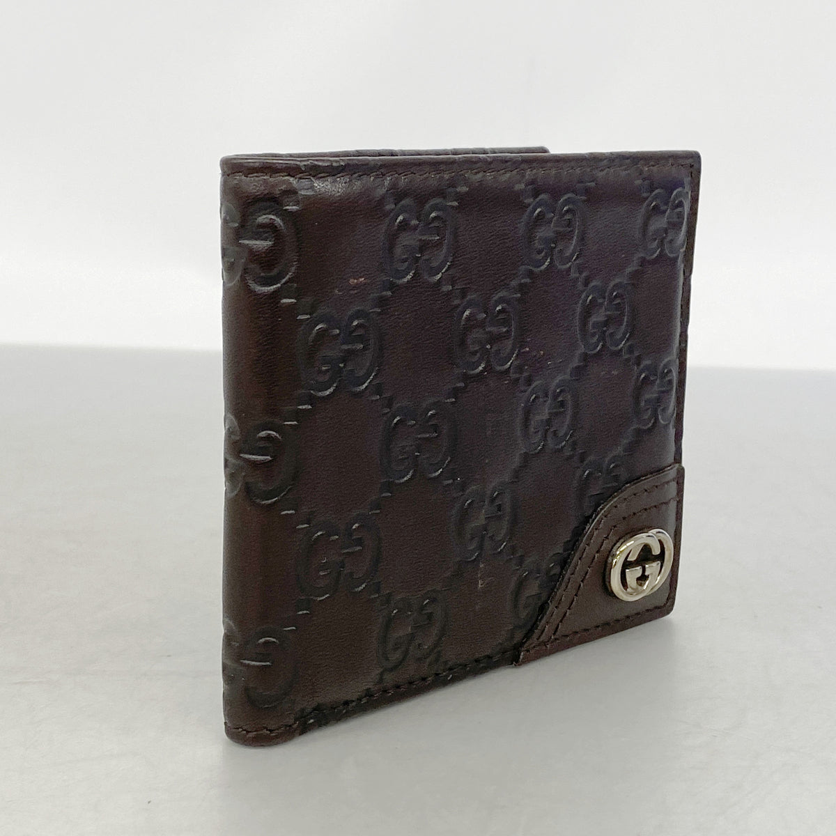 【6hc1988-k】グッチ 札入れ グッチシマ インターロッキングG 181674 レザー ブラウン シャンパンゴールド金具【中古】メンズ