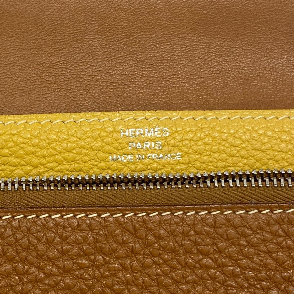 【6hc2014】エルメス コインケース ドゴンコンパクトバイカラー トゴ ゴールド カリー シルバー金具 □L刻印【中古】レディース