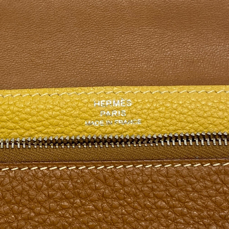 【6hc2014】エルメス コインケース ドゴンコンパクトバイカラー トゴ ゴールド カリー シルバー金具 □L刻印【中古】レディース