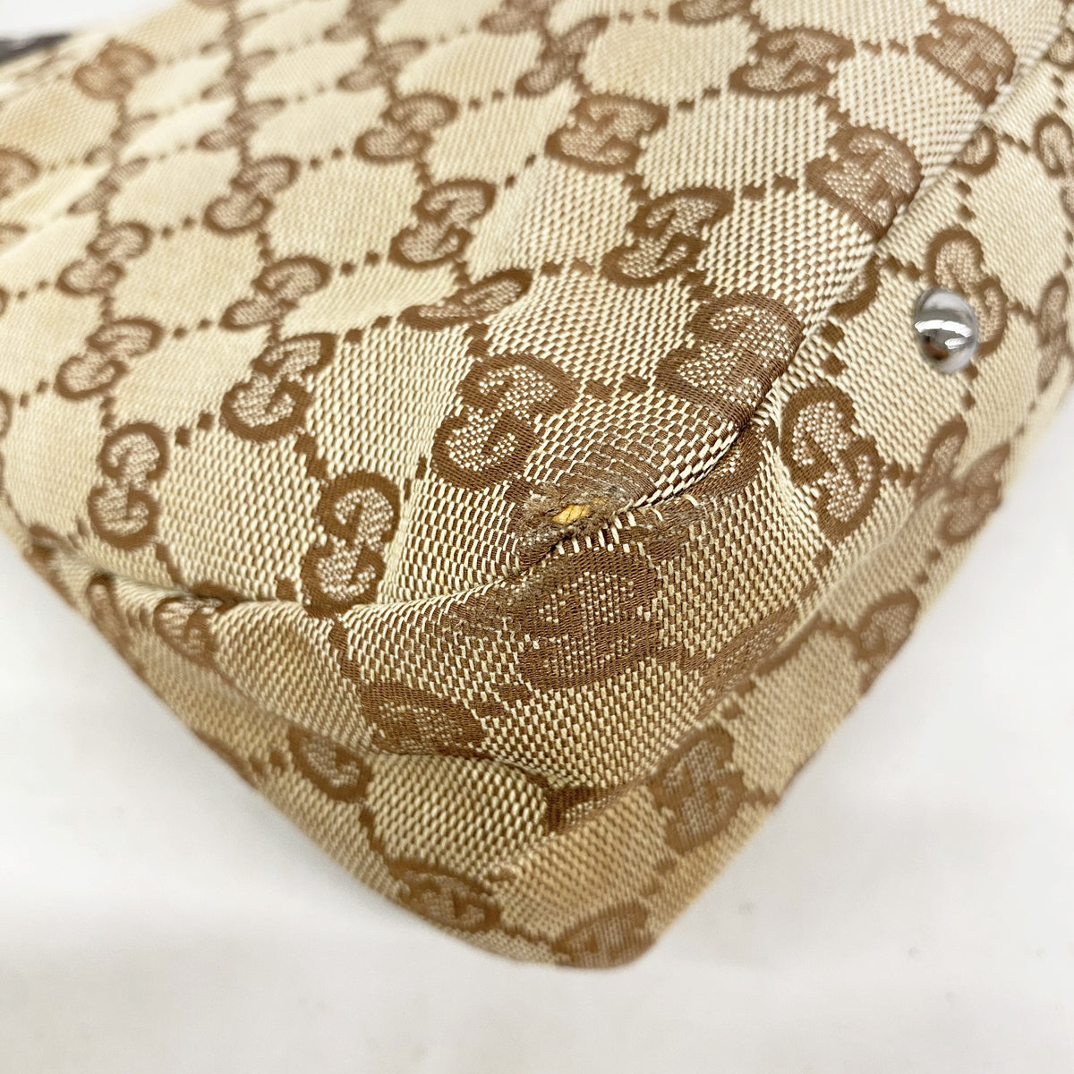 【6hc2027-k】グッチ ハンドバッグ GGキャンバス 131329 キャンバス ベージュ シルバー金具【中古】レディース