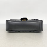 【6hc2028-k】グッチ ショルダーバッグ GGマーモント 443497 レザー ブラック ゴールド金具【中古】レディース