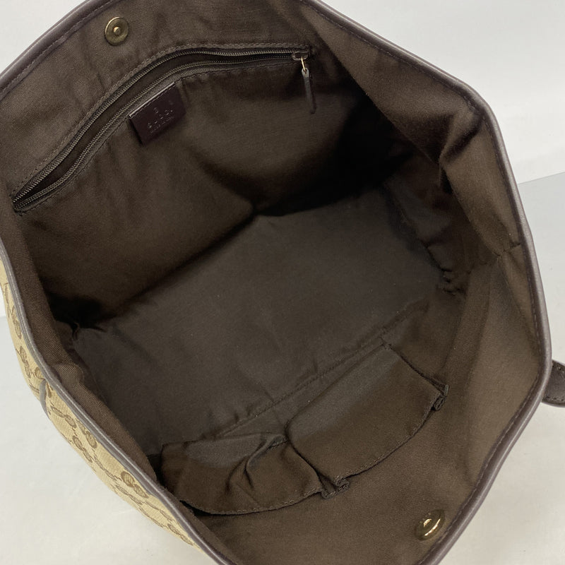 【6hc2051-k】グッチ トートバッグ GGキャンバス 169946 キャンバス ベージュ ブラウン ゴールド金具【中古】レディース