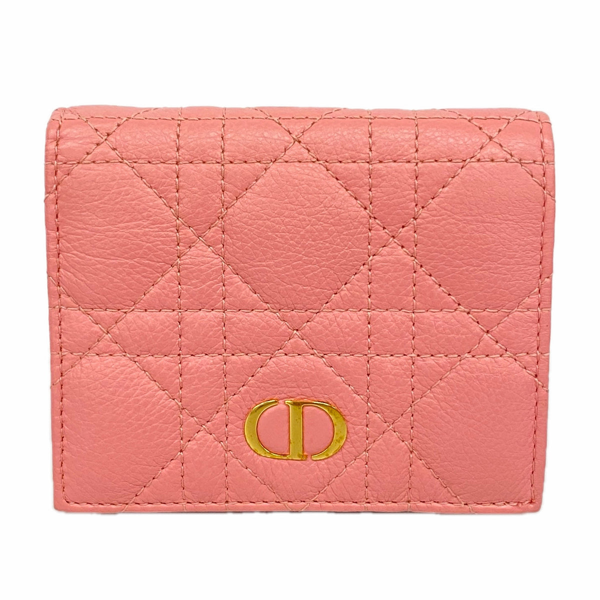 【6hc2063】クリスチャンディオール 財布 カナージュ レザー ピンク ゴールド金具【中古】レディース