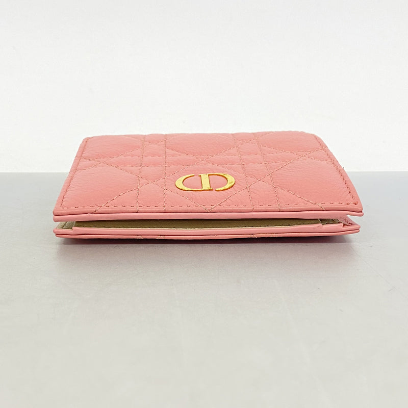 【6hc2063】クリスチャンディオール 財布 カナージュ レザー ピンク ゴールド金具【中古】レディース