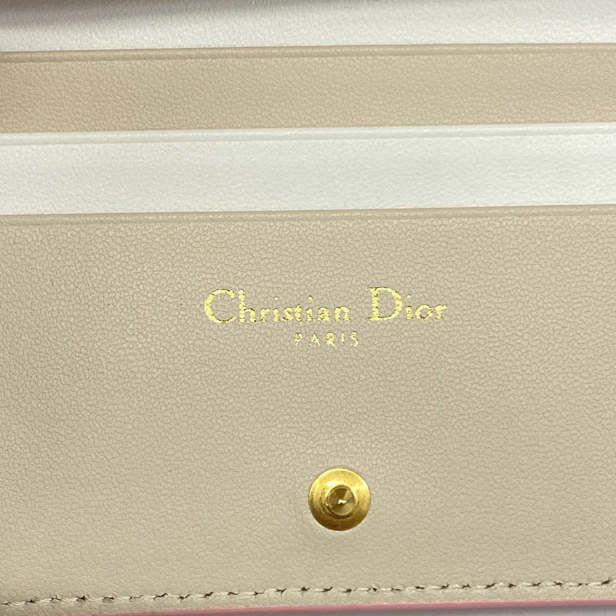 【6hc2063】クリスチャンディオール 財布 カナージュ レザー ピンク ゴールド金具【中古】レディース
